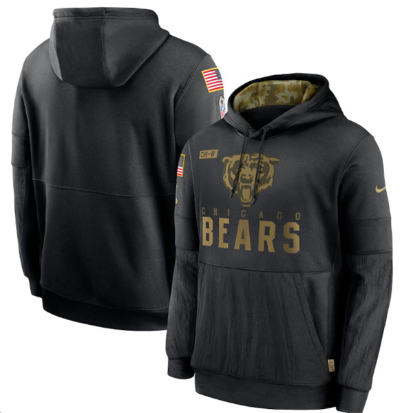 Men's Chicago Bears Black NFL 2020 Salute To Service Sideline Performance Pullover Hoodie Men's Chicago Bears Black NFL 2020 Salute To Service Sideline Performance Pullover Hoodie